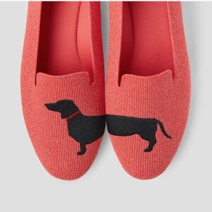 Vivaia Aubrey Loafers Dachshund Dog Design Coral Red Comfort 40.5 NWOT